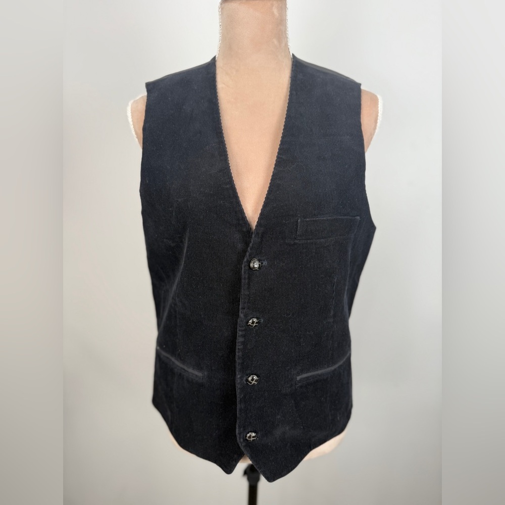 Tasso Elba‎ Black and Gray Plaid Vest